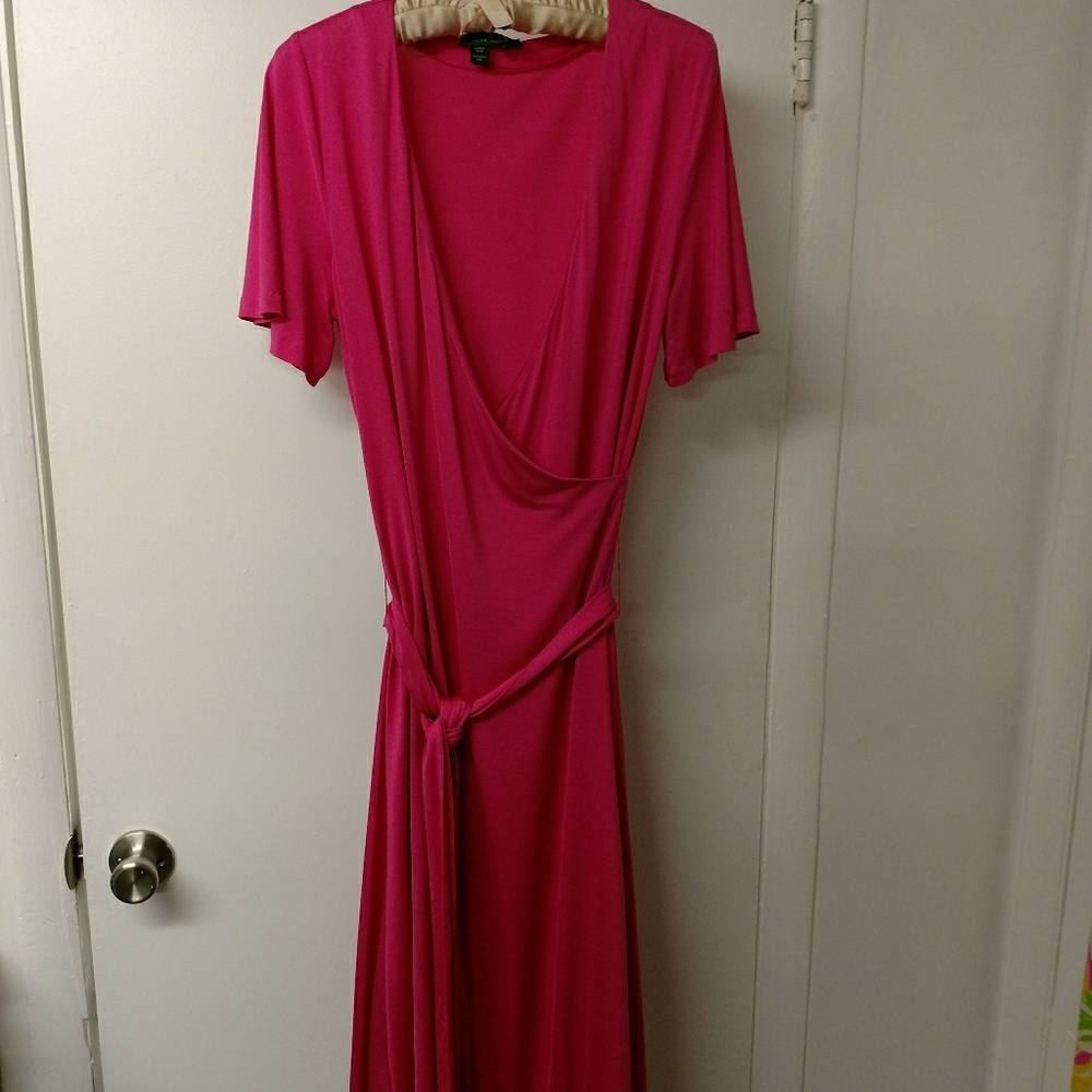Lauren Ralph Lauren Pink Silk Faux Wrap Dress M